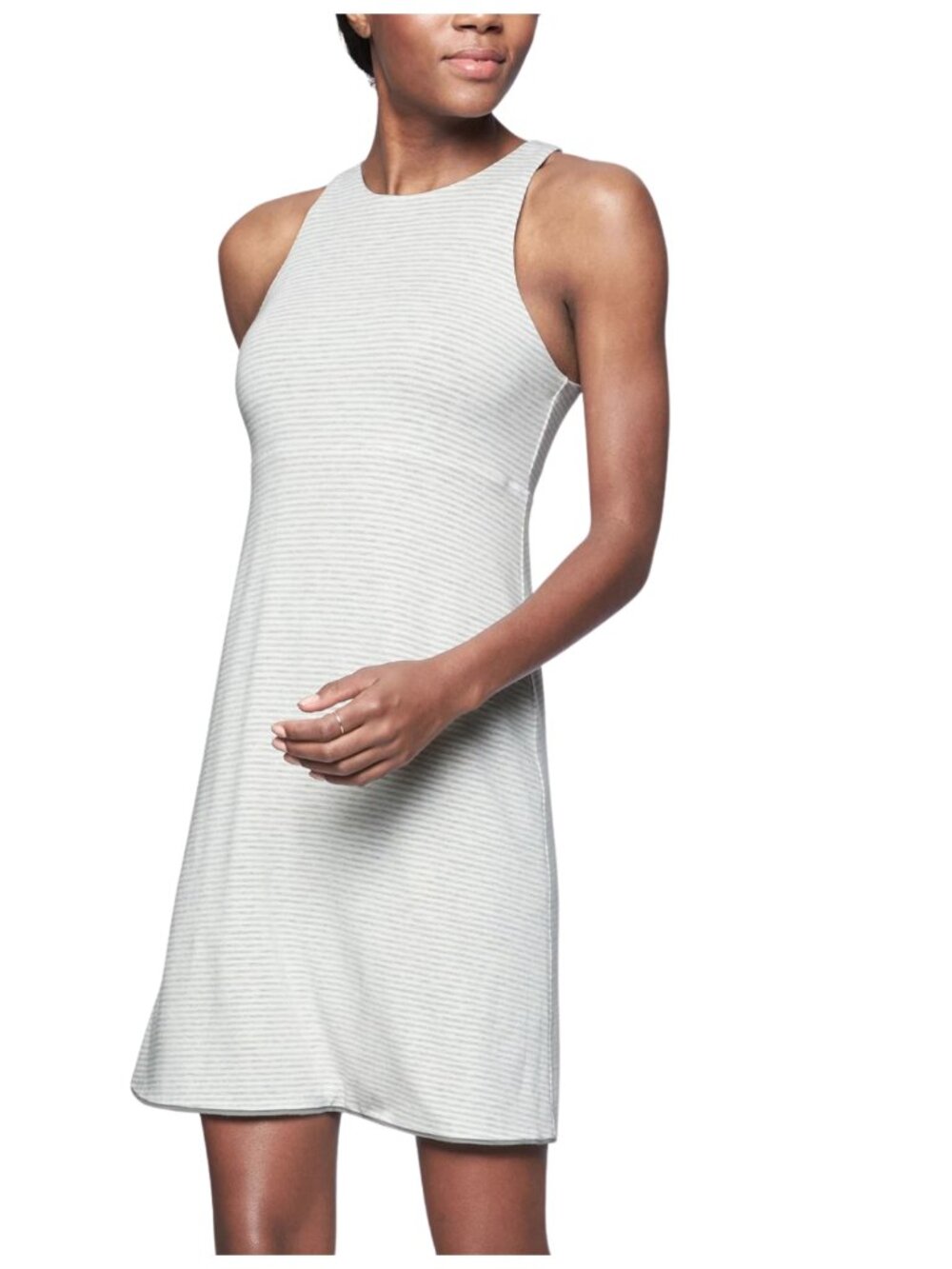 Athleta Reversible Santorini Gray White Stripe Dress Size S